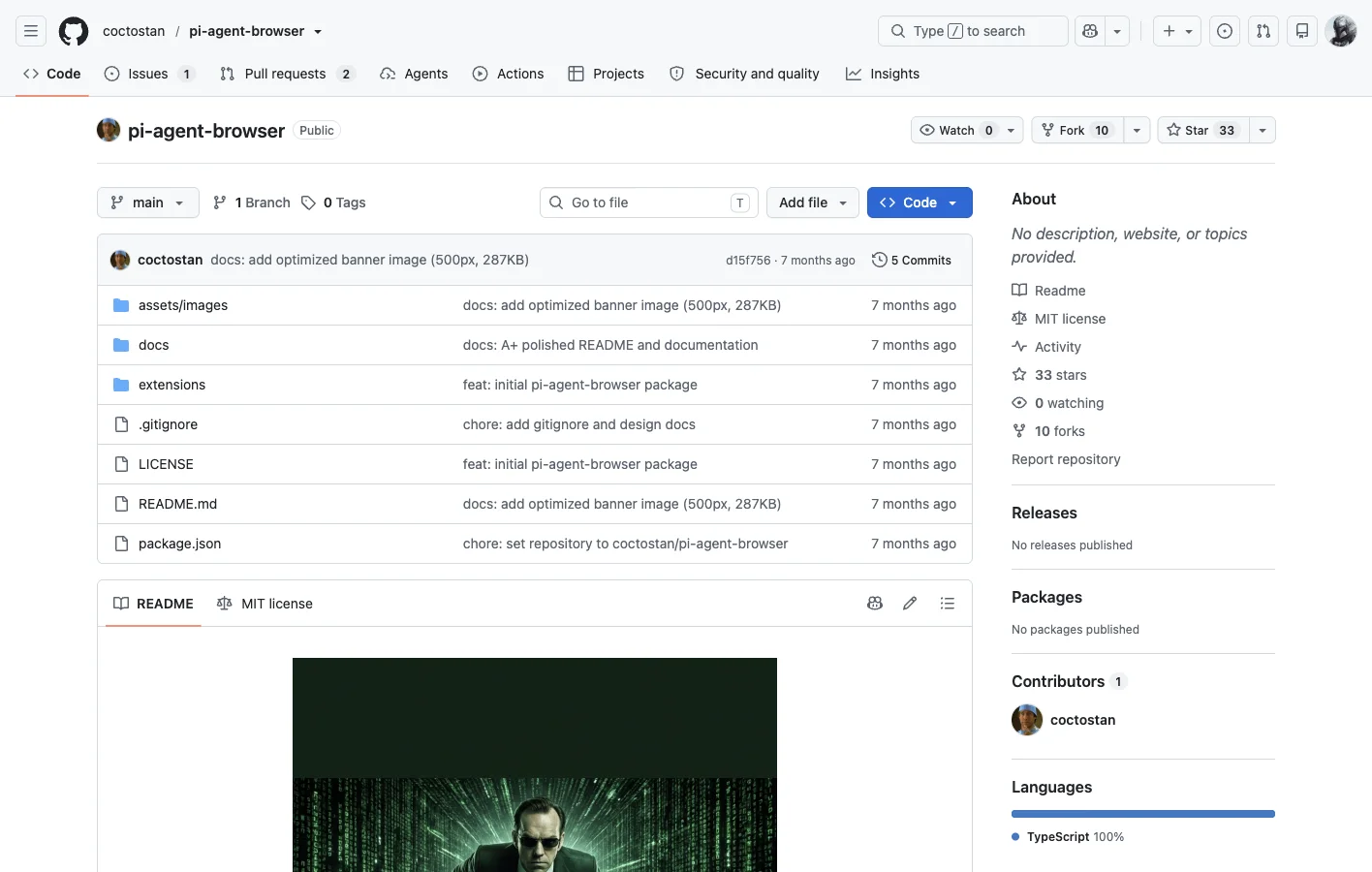 GitHub repository for the separate pi-agent-browser extension
