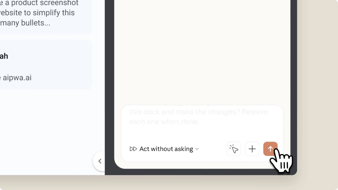 Close view of the Act without asking permission control in Anthropic's official Claude in Chrome demo