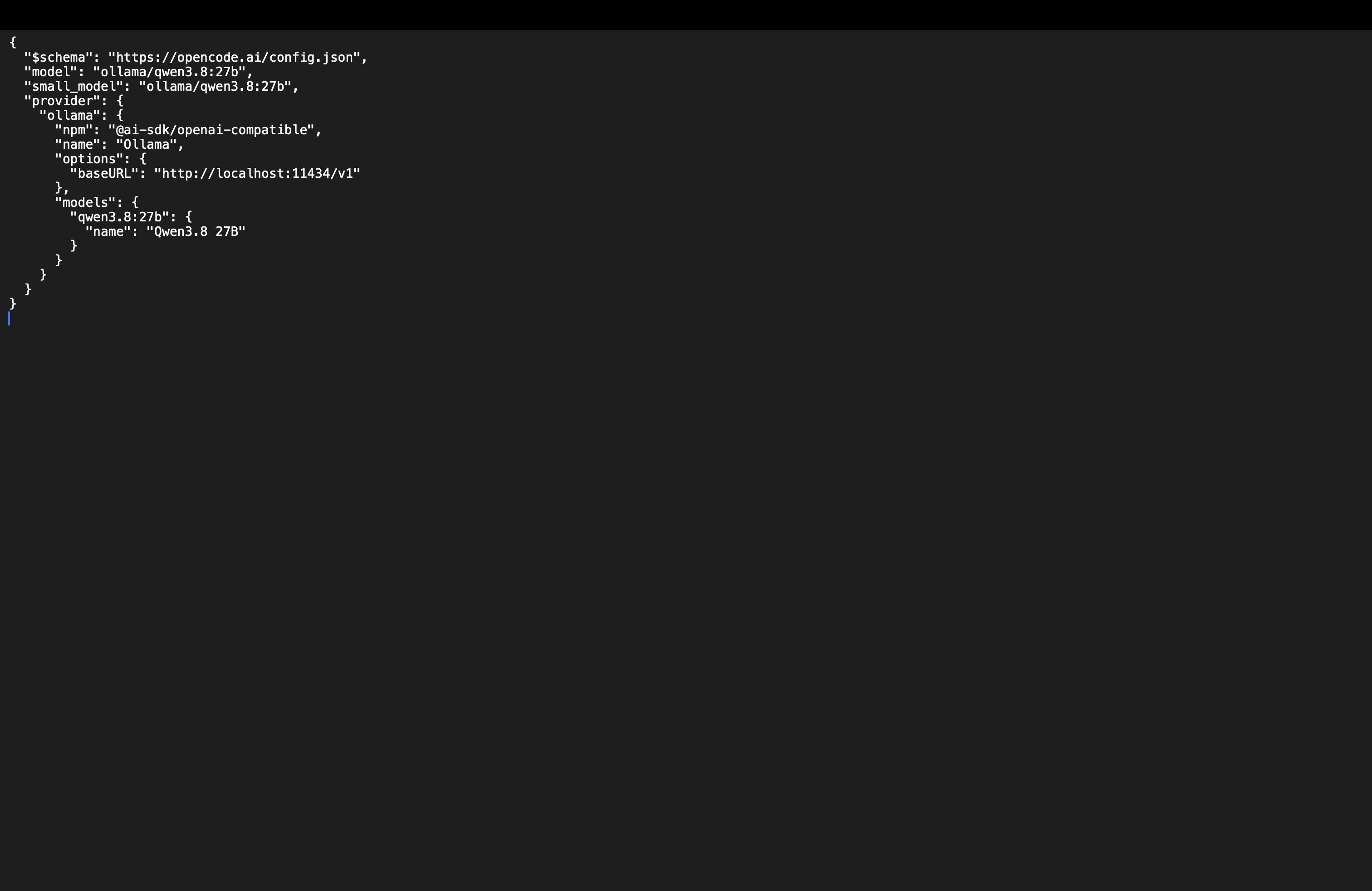 View the saved OpenCode configuration in TextEdit