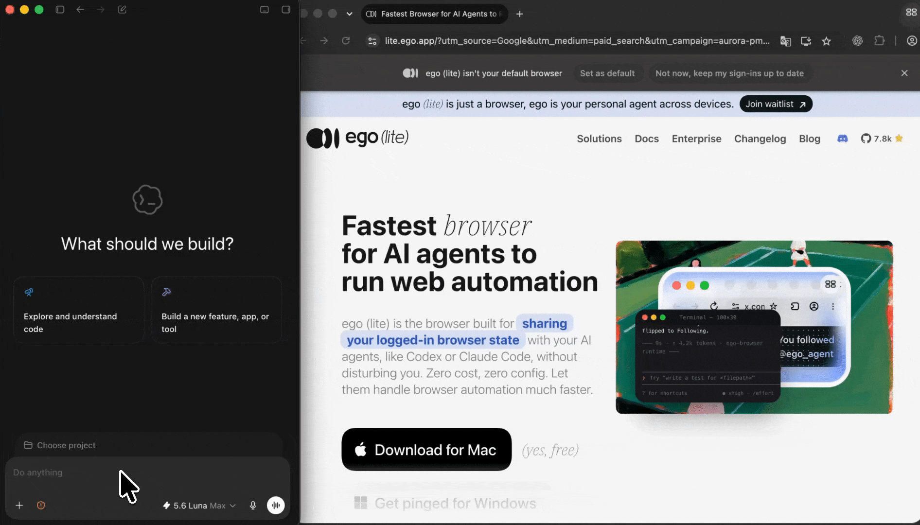 Preparing a browser research brief with ego (lite) for permitted LinkedIn data